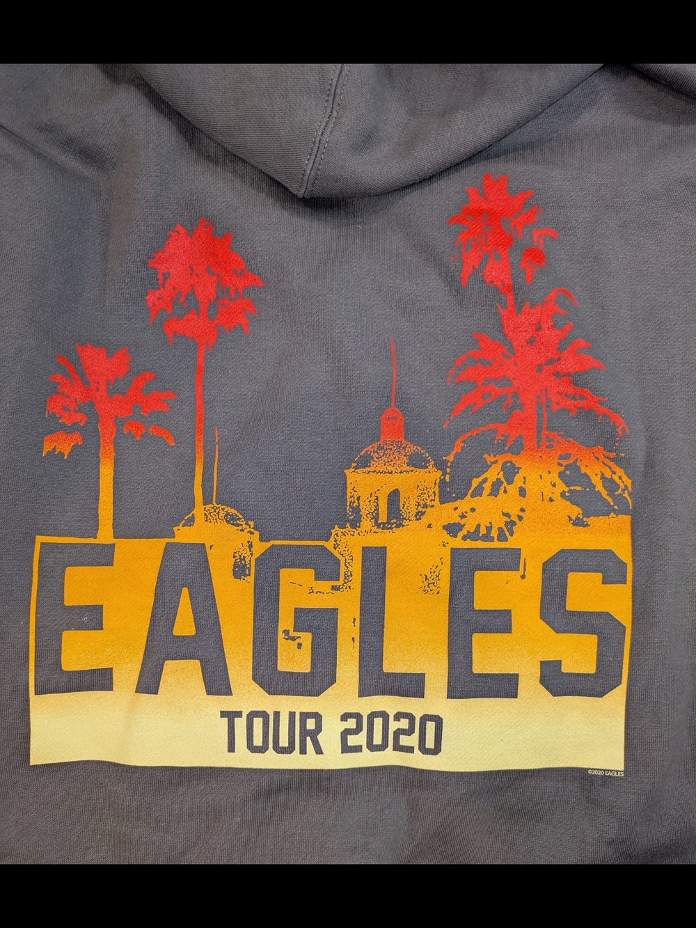 The Eagles Hotel California 2020 Tour Full Zip Hoodie Gray XL Band Sweatshirt
